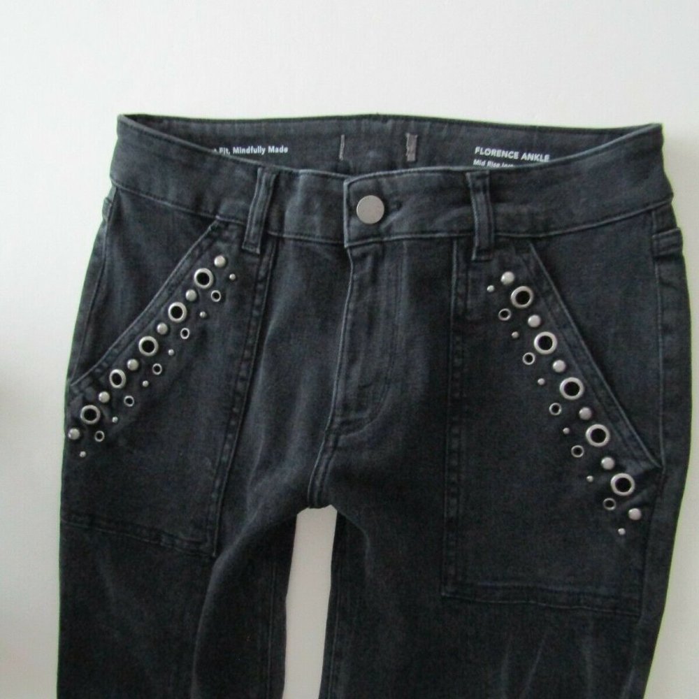 DL1961 Florence Studded Ankle Crop Zip, Dark Grey